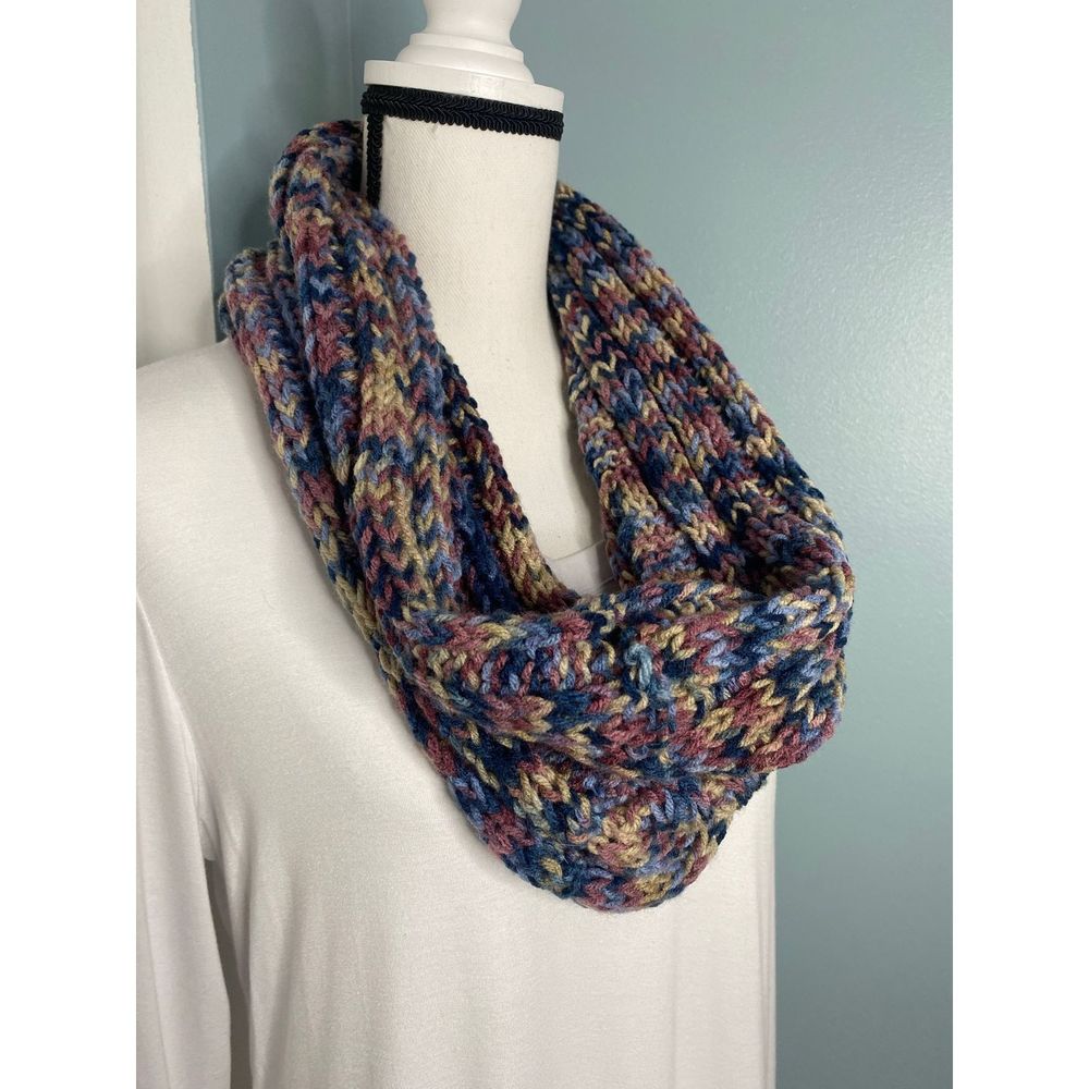 Knitted Multicolored Infinity Scarf